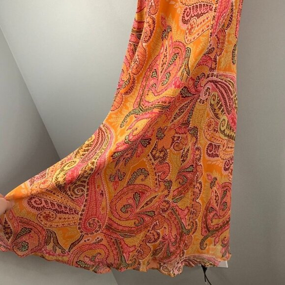 Ann Taylor Women's 90s y2k Vintage Silk Slip Dress Paisley Orange Pink  Mini 4 - Picture 6 of 13